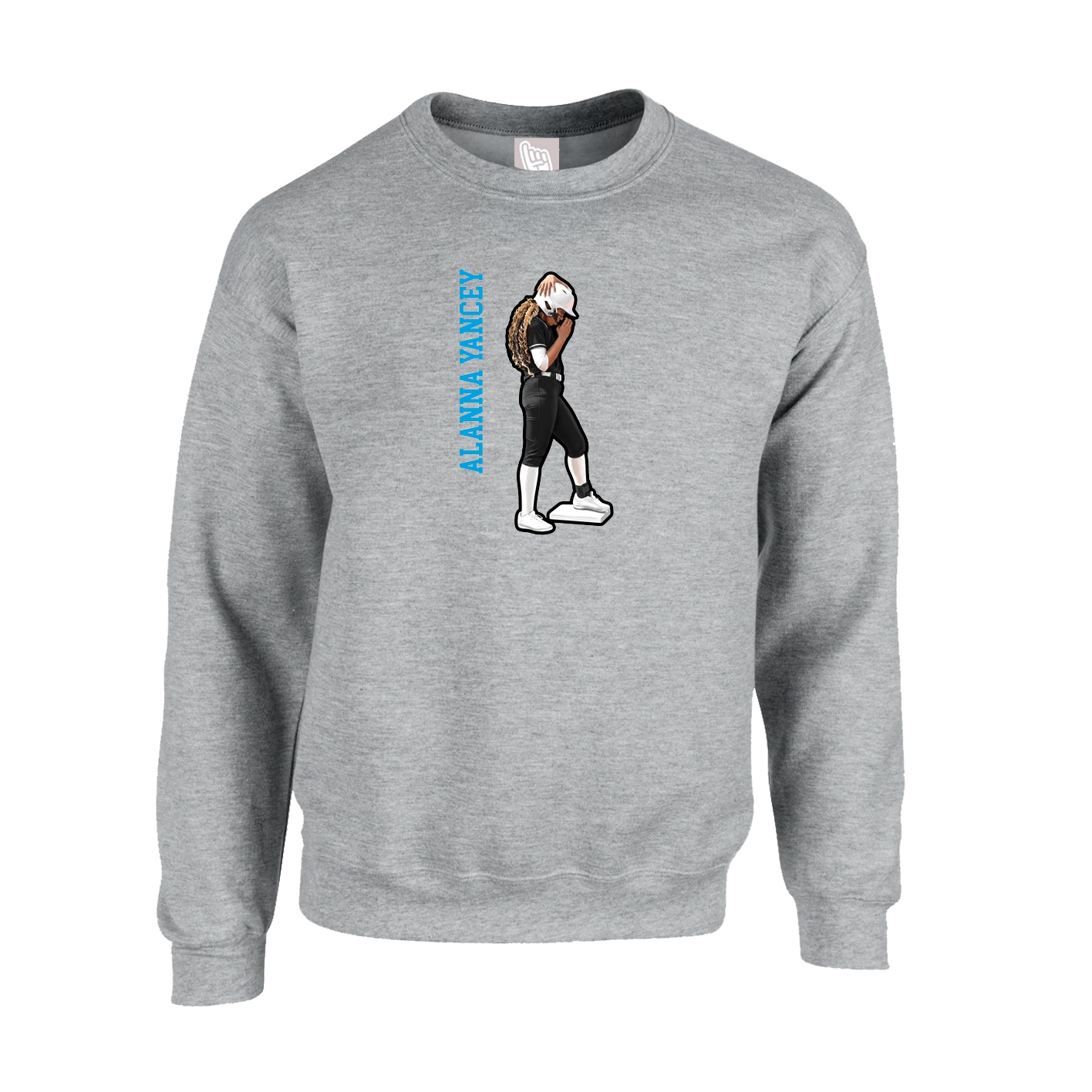 Fleece Crew — Name Vertical in Grey