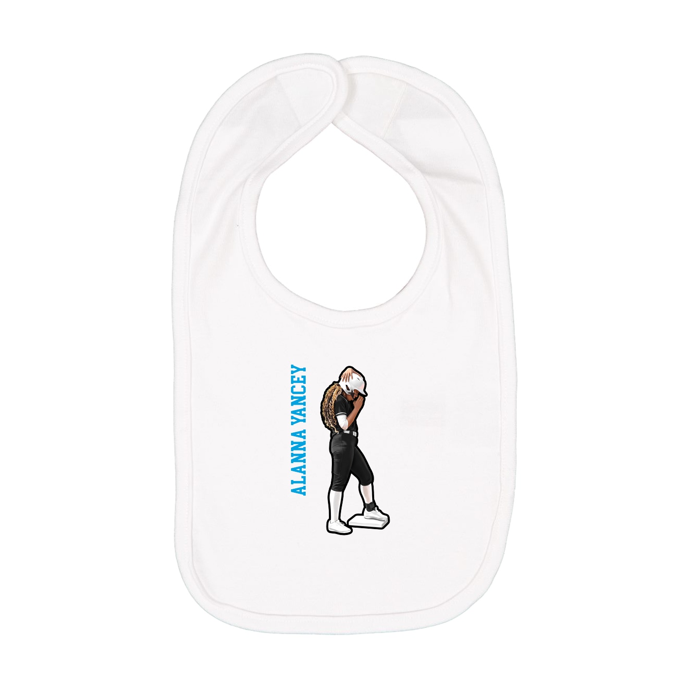 Infant Bib — Name Vertical in White