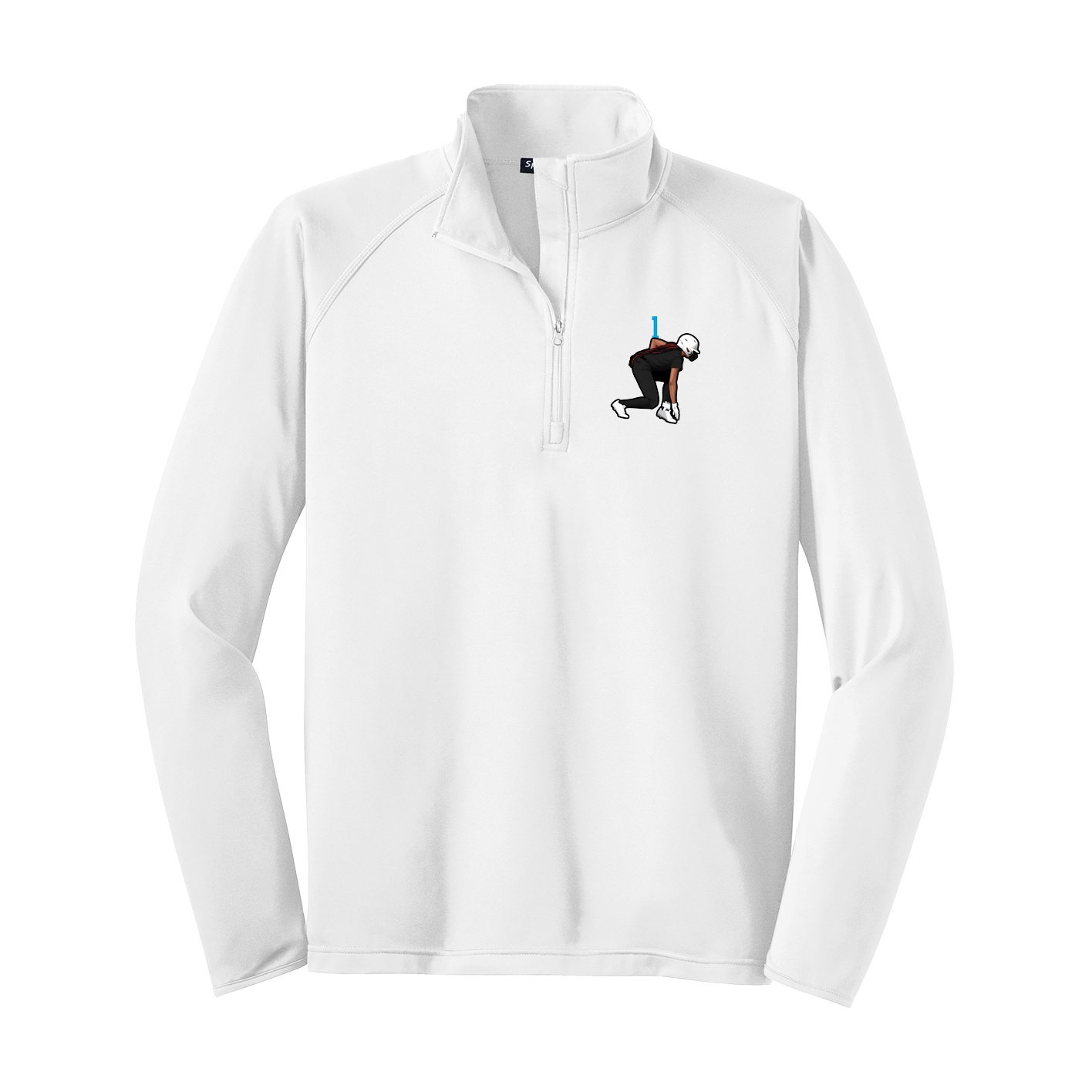 Q-Zip Pullover — Number Top in White