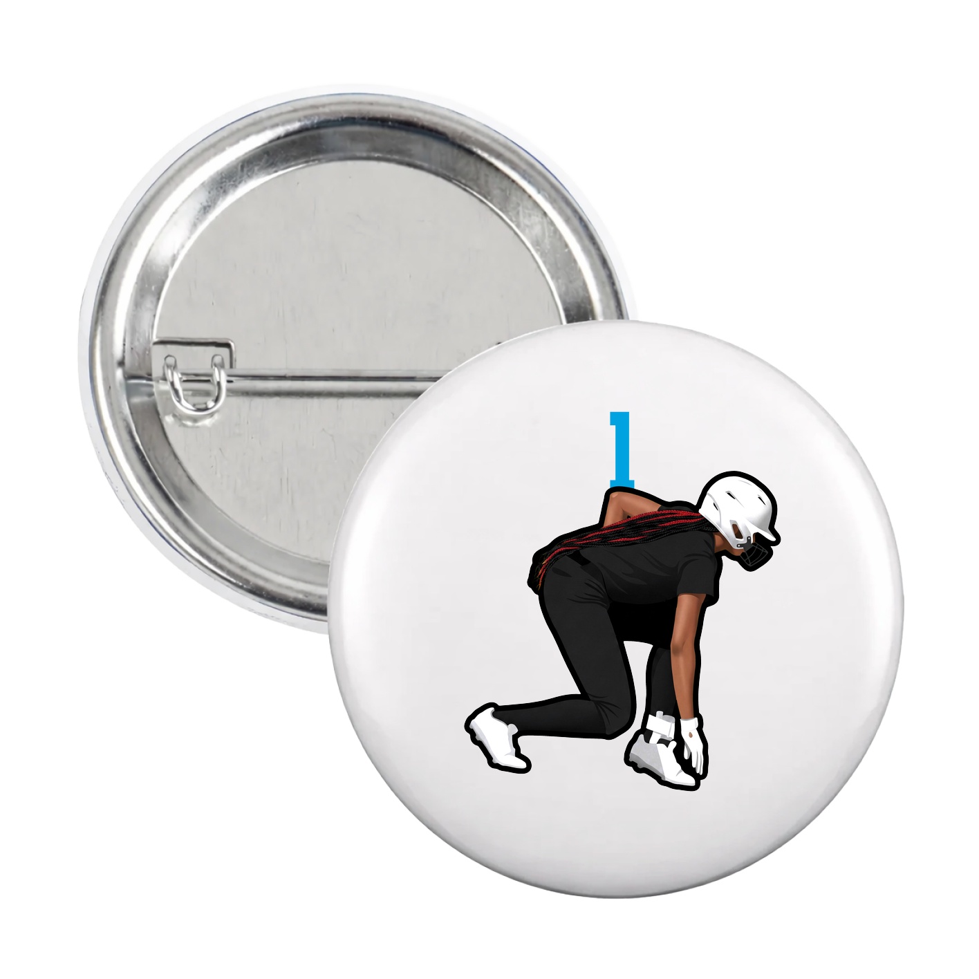 Game Day Button — Number Top in White