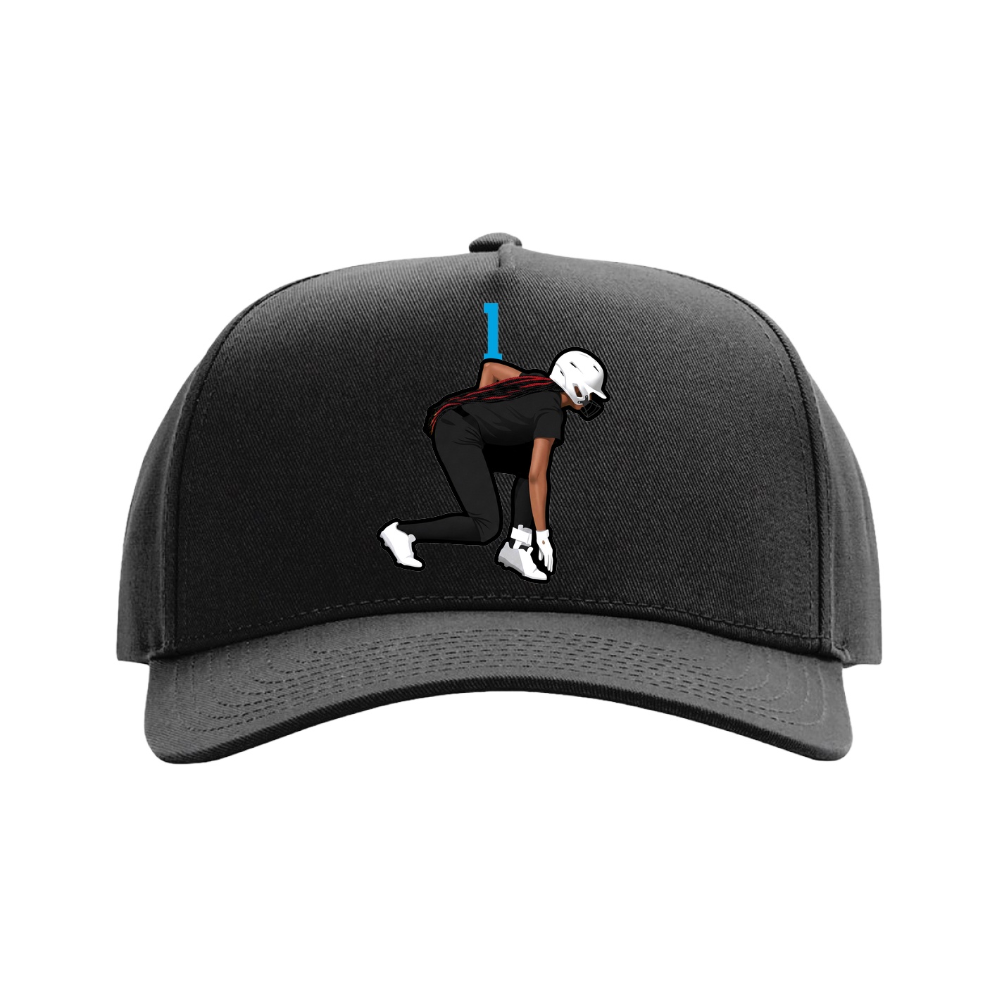 Full Fabric Five-Panel Champ Cap — Number Top in Black