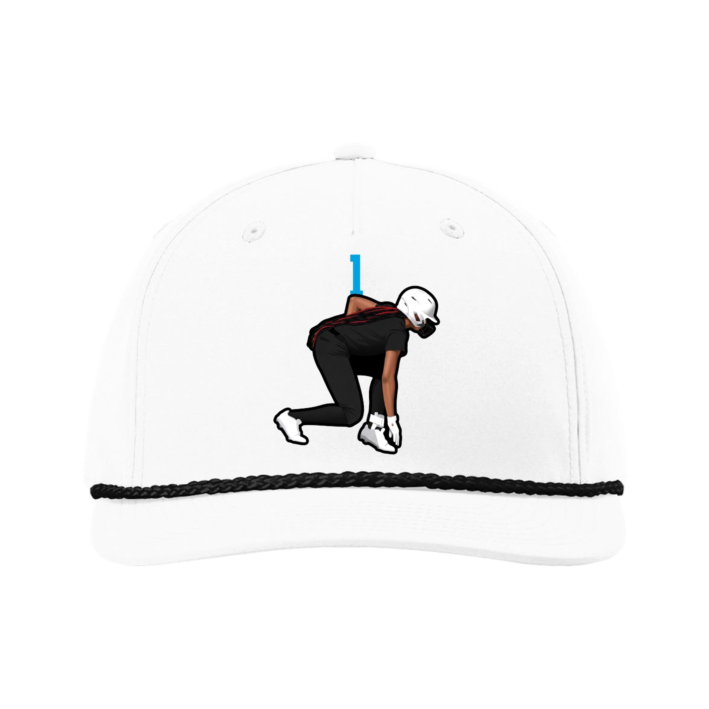 Five-Panel Classic Rope Cap — Number Top in White