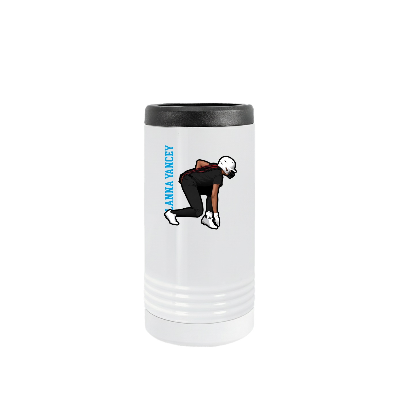 Slim Beverage Holder — Name Vertical in White