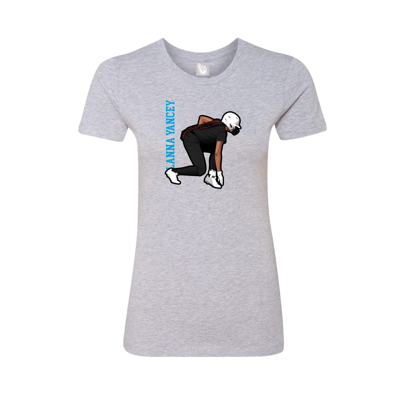 Womens Tee — Name Vertical in Grey