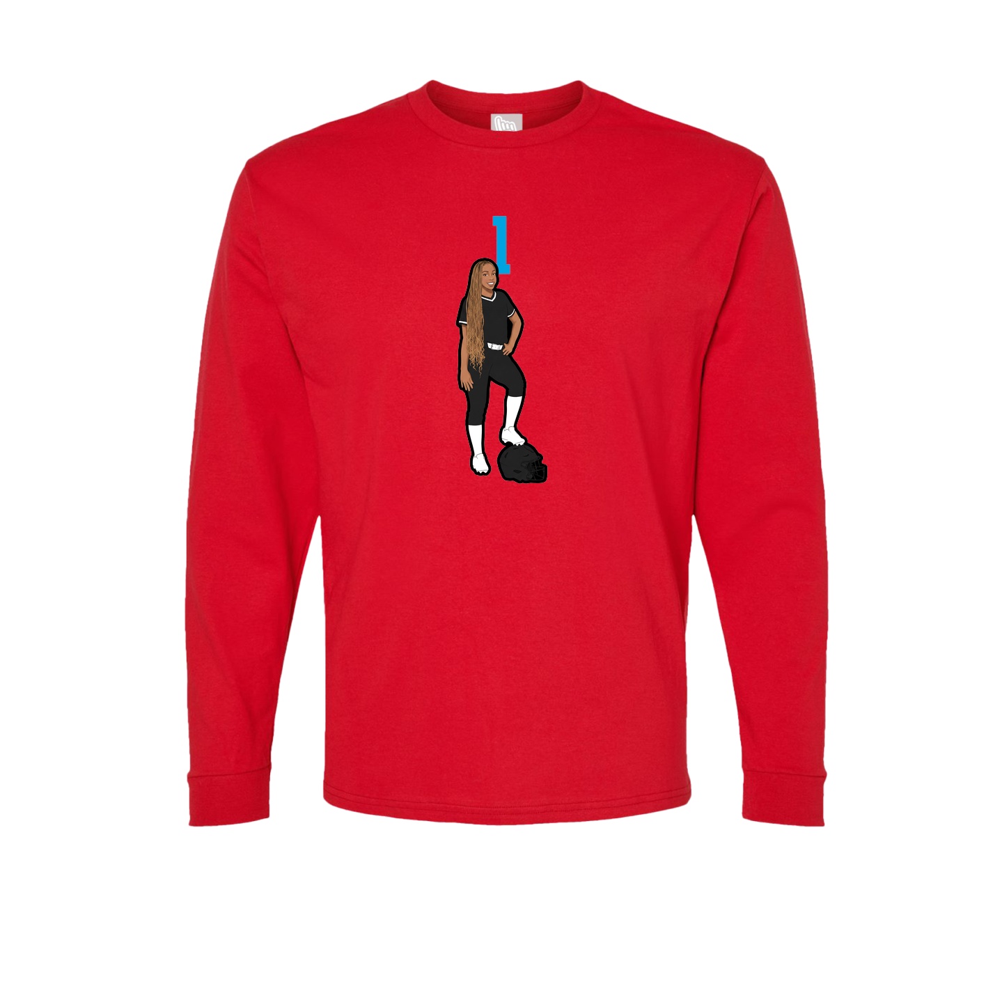 Long Sleeve Tee — Number Top in Red
