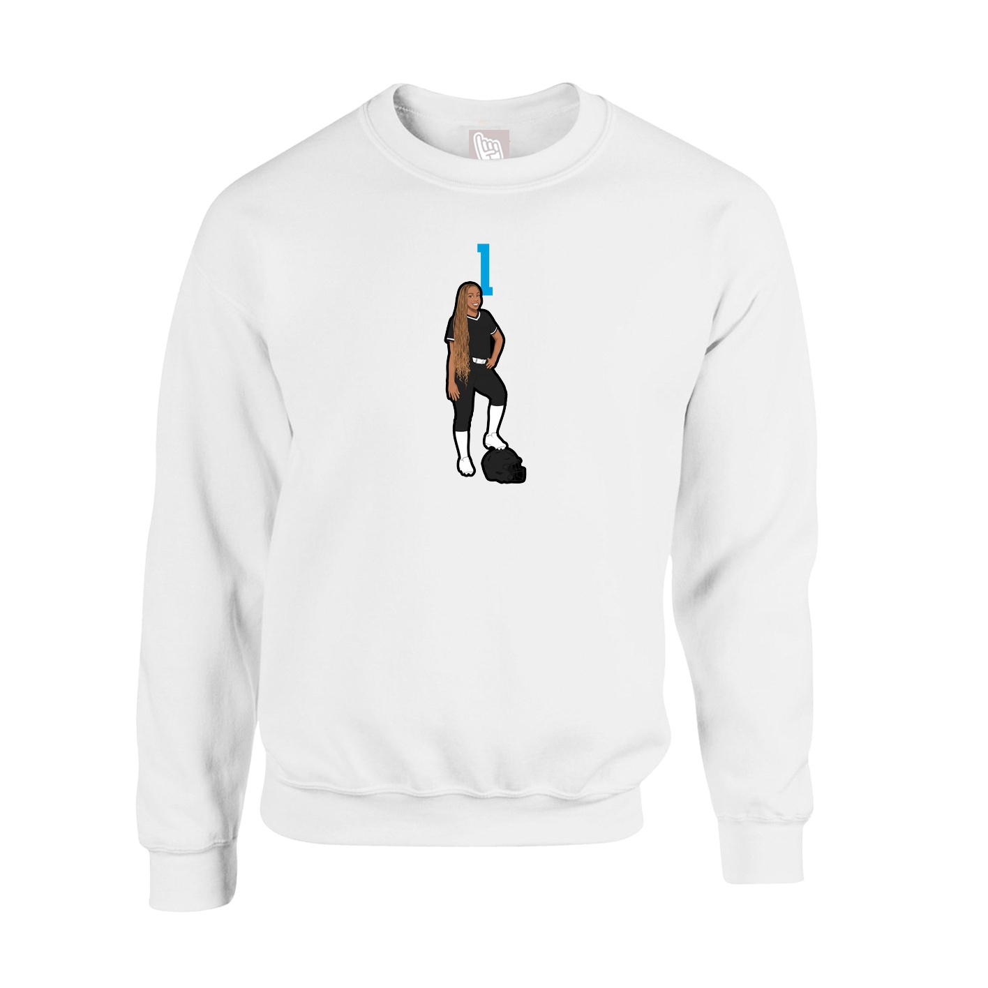 Fleece Crew — Number Top in White