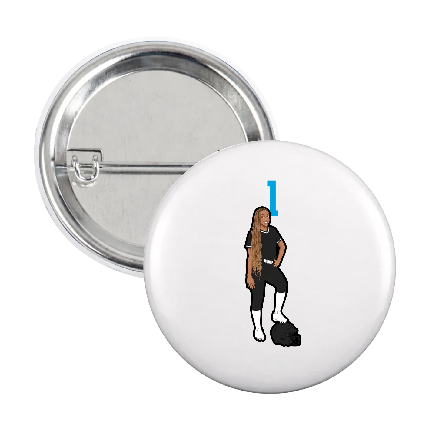 Game Day Button — Number Top in White