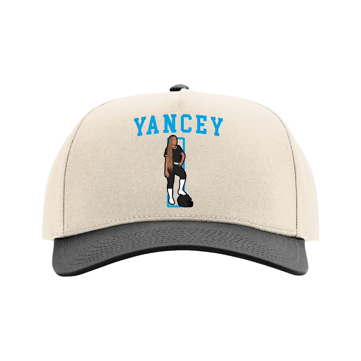 Full Fabric Five-Panel Champ Cap — Shirsey in Cream/Black