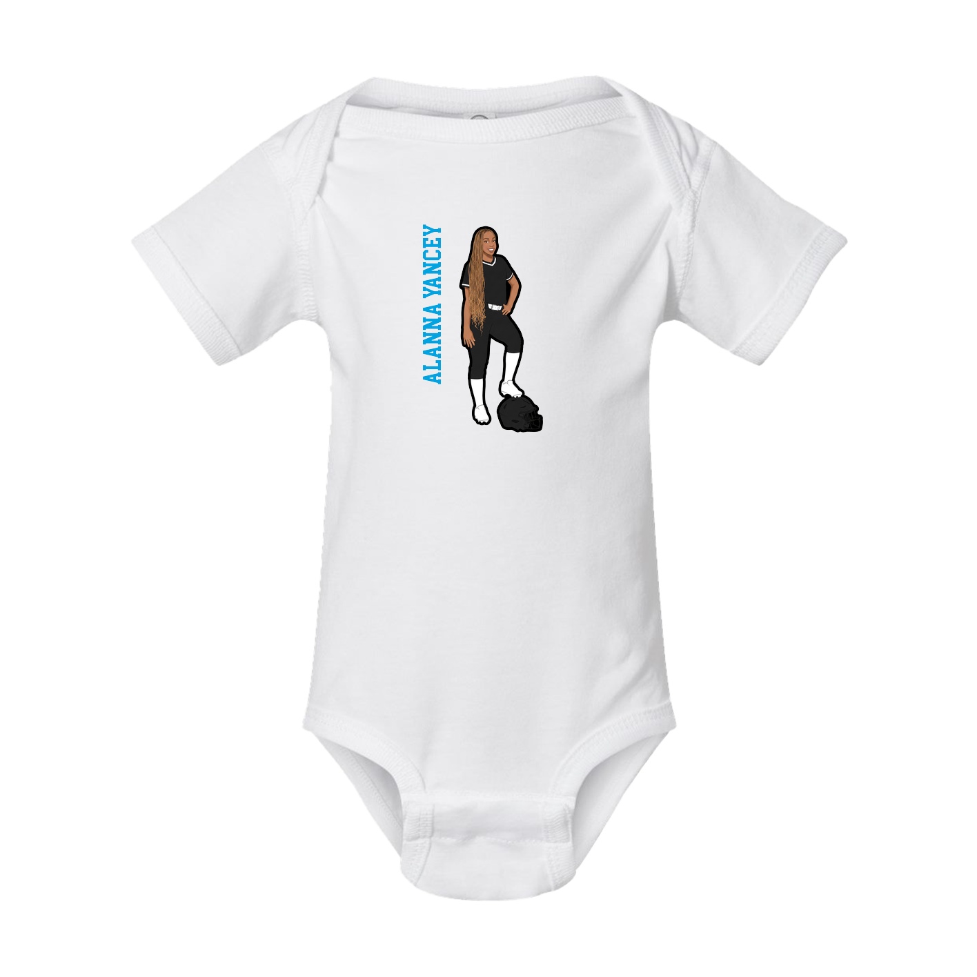 Baby Onesie — Name Vertical in White