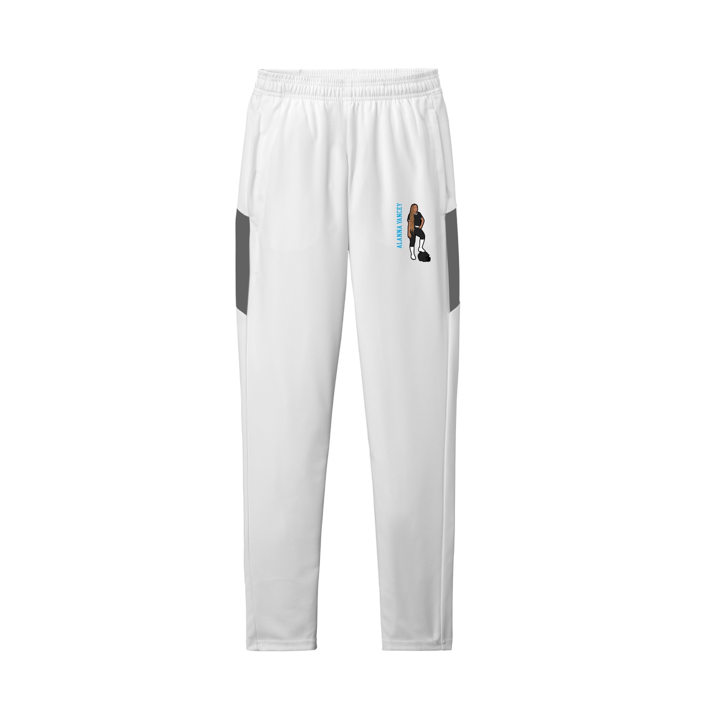 Team Travel Pant — Name Vertical in White/Grey