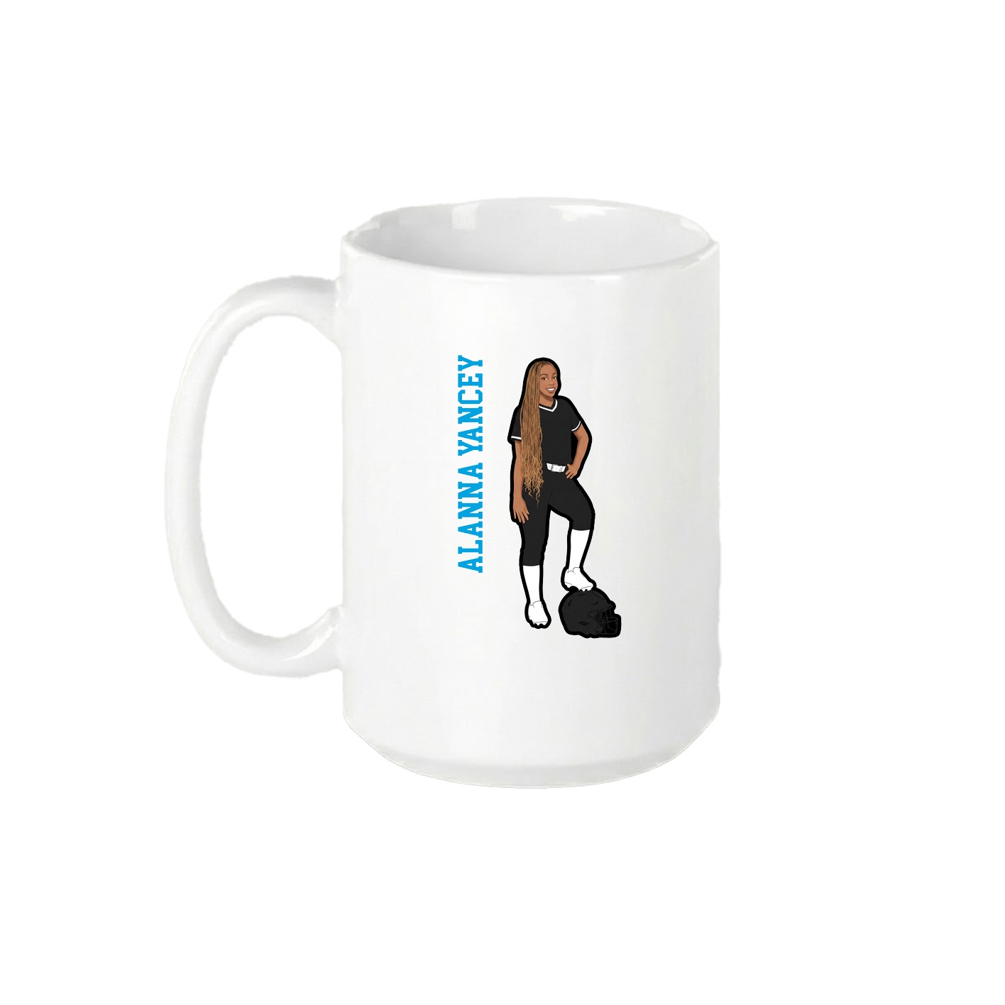15oz Coffee Mug — Name Vertical in White