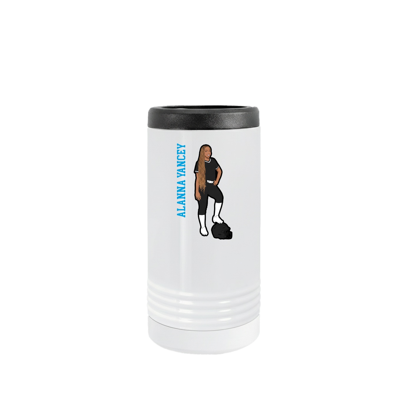 Slim Beverage Holder — Name Vertical in White
