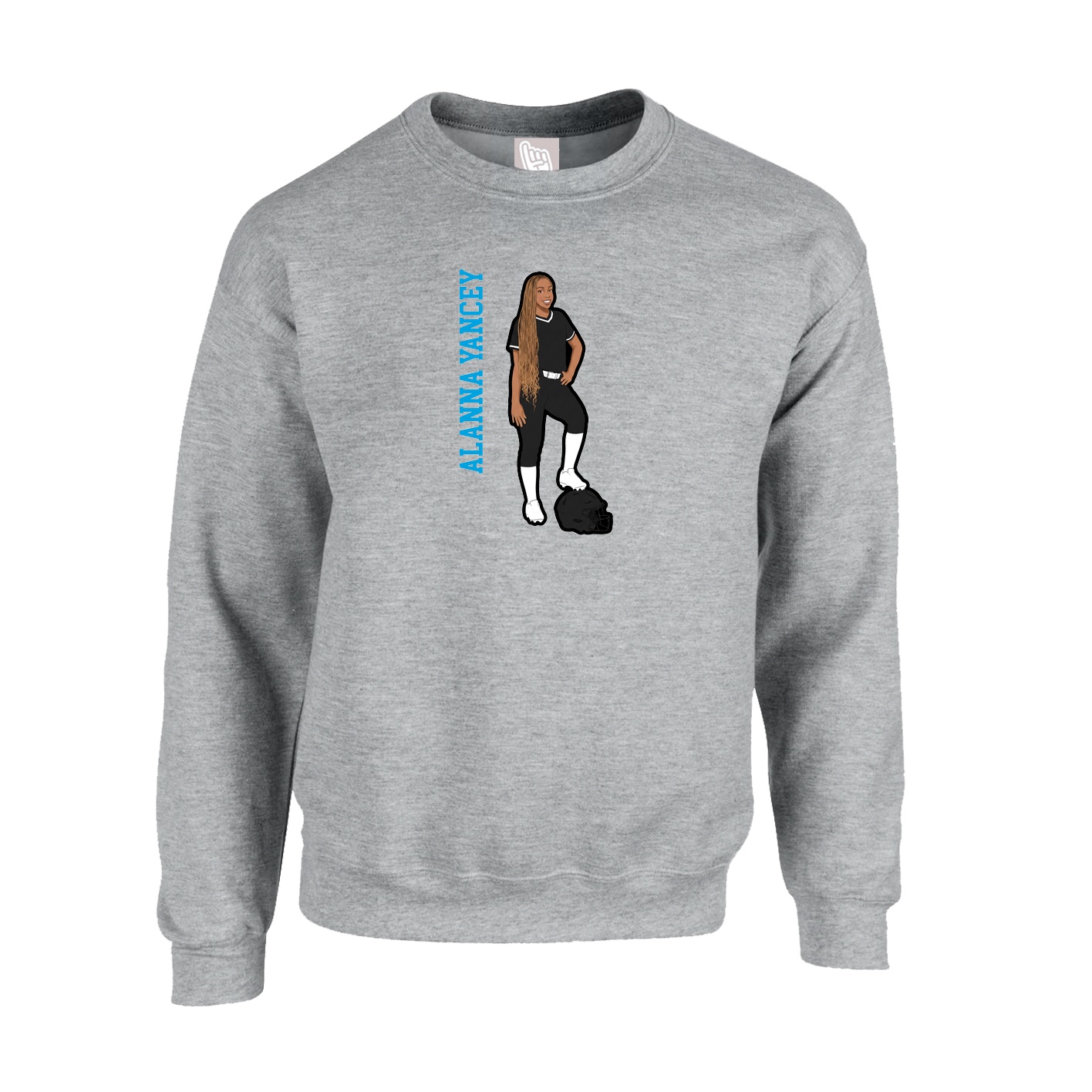 Fleece Crew — Name Vertical in Grey