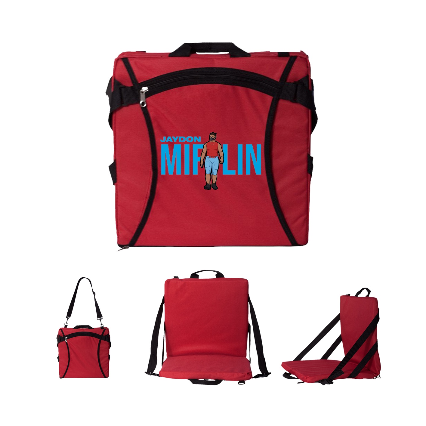 Folding Stadium Seat — Player Name in Red