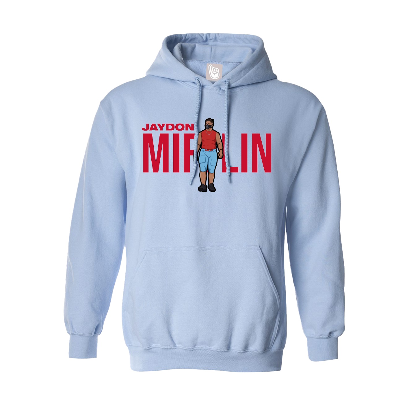 Hoodie — Player Name in Light Blue