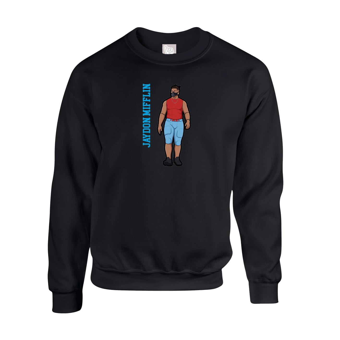 Fleece Crew — Name Vertical in Black