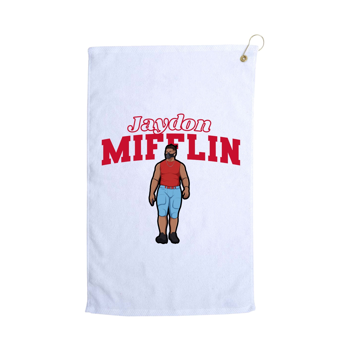 Golf Towel — Name Arch in White