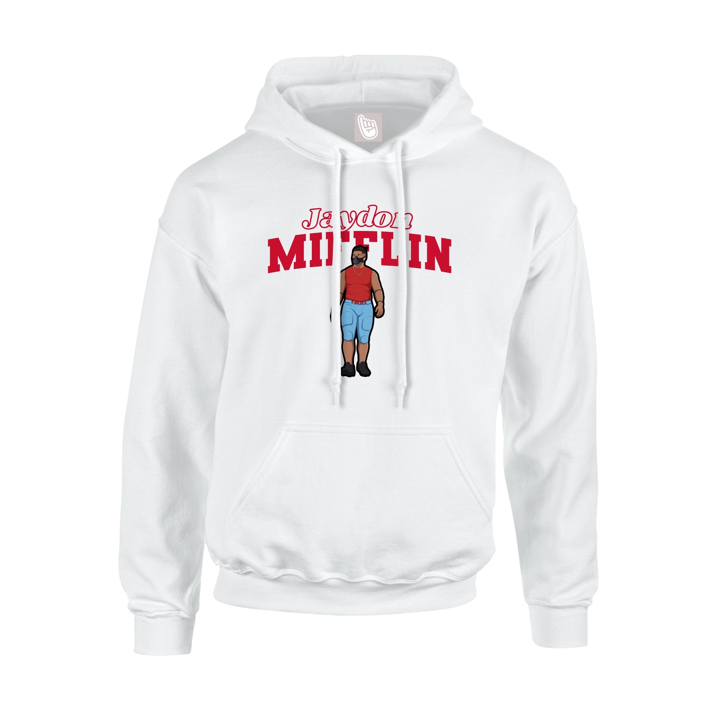 Youth Hoodie — Name Arch in White