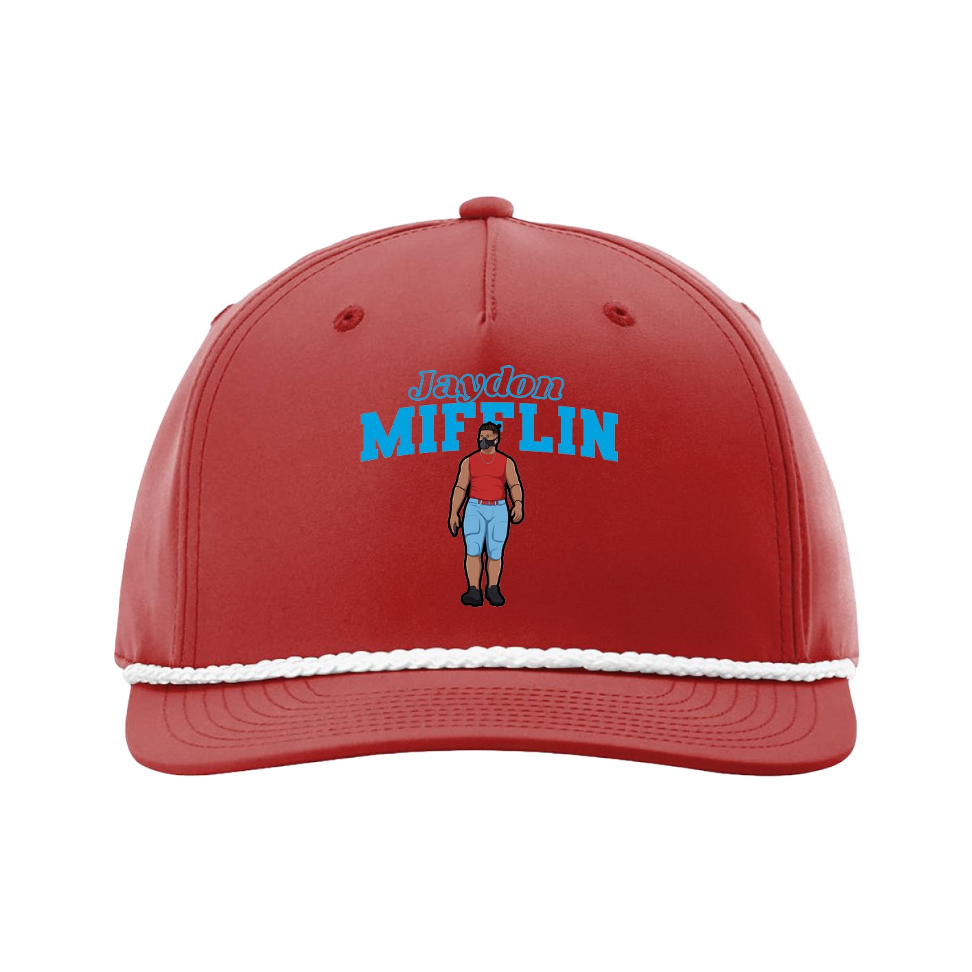Five-Panel Classic Rope Cap — Name Arch in Red