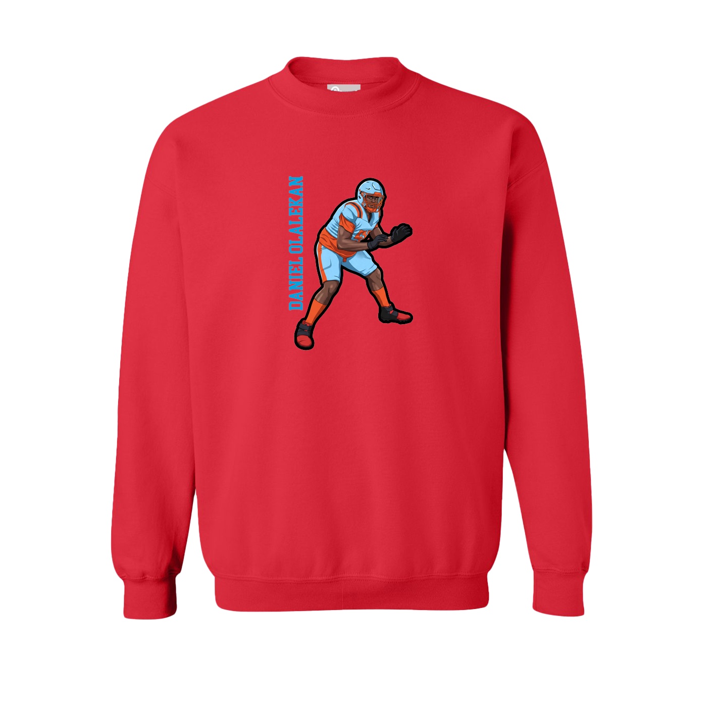 Fleece Crew — Name Vertical in Red