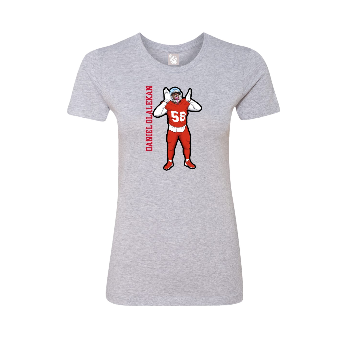 Fitted Women's Tee — Name Vertical in Grey