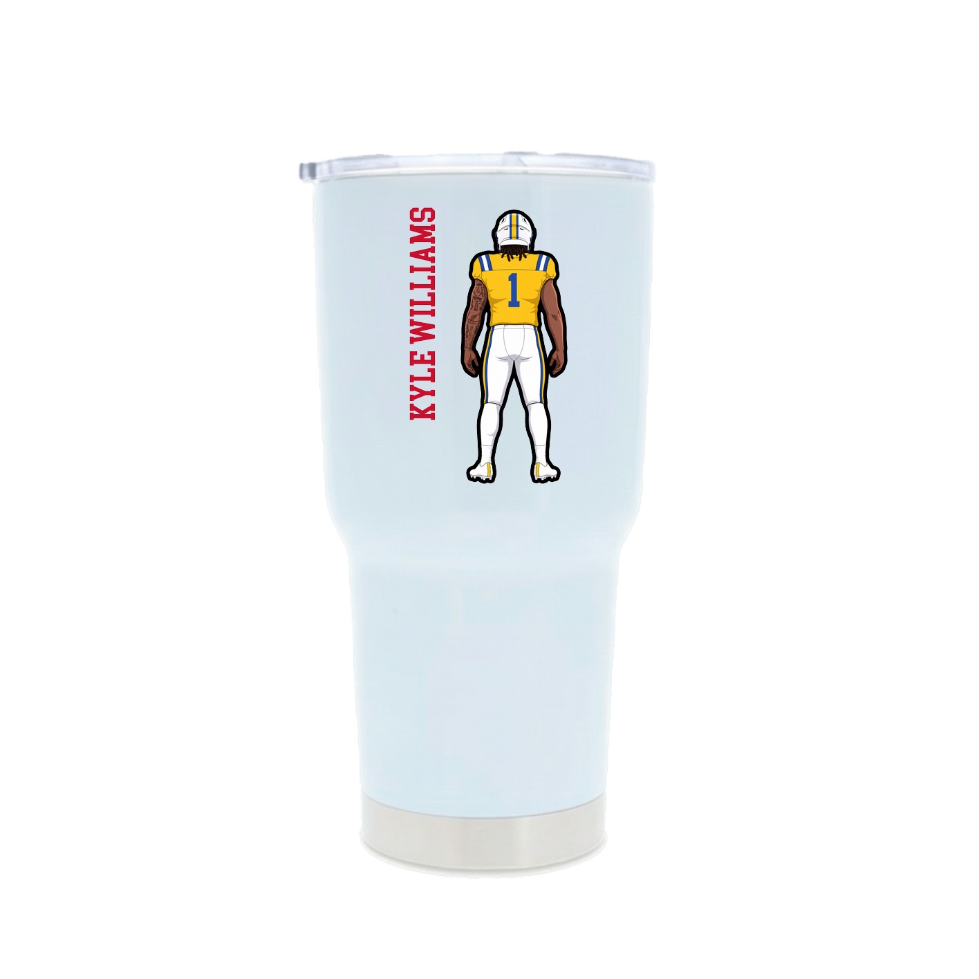 30oz Stainless Steel Tumbler — Name Vertical in White