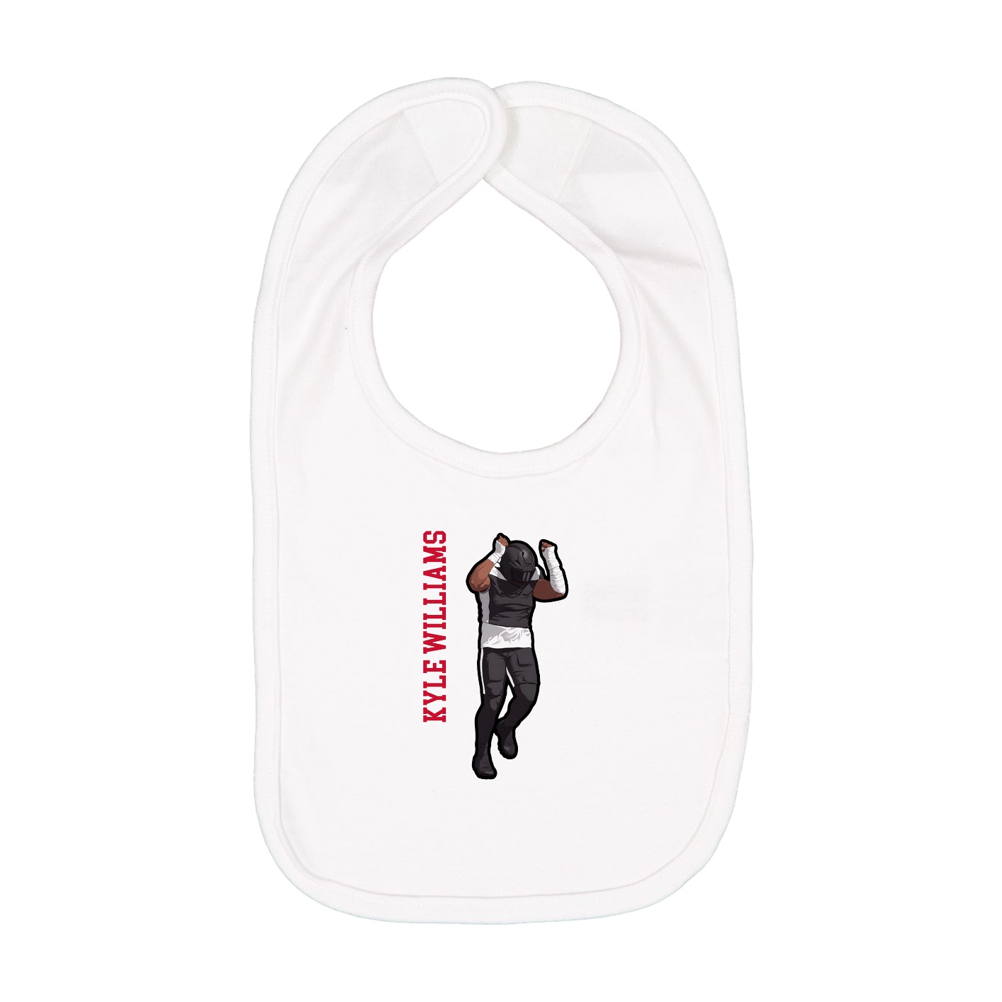 Infant Bib — Name Vertical in White