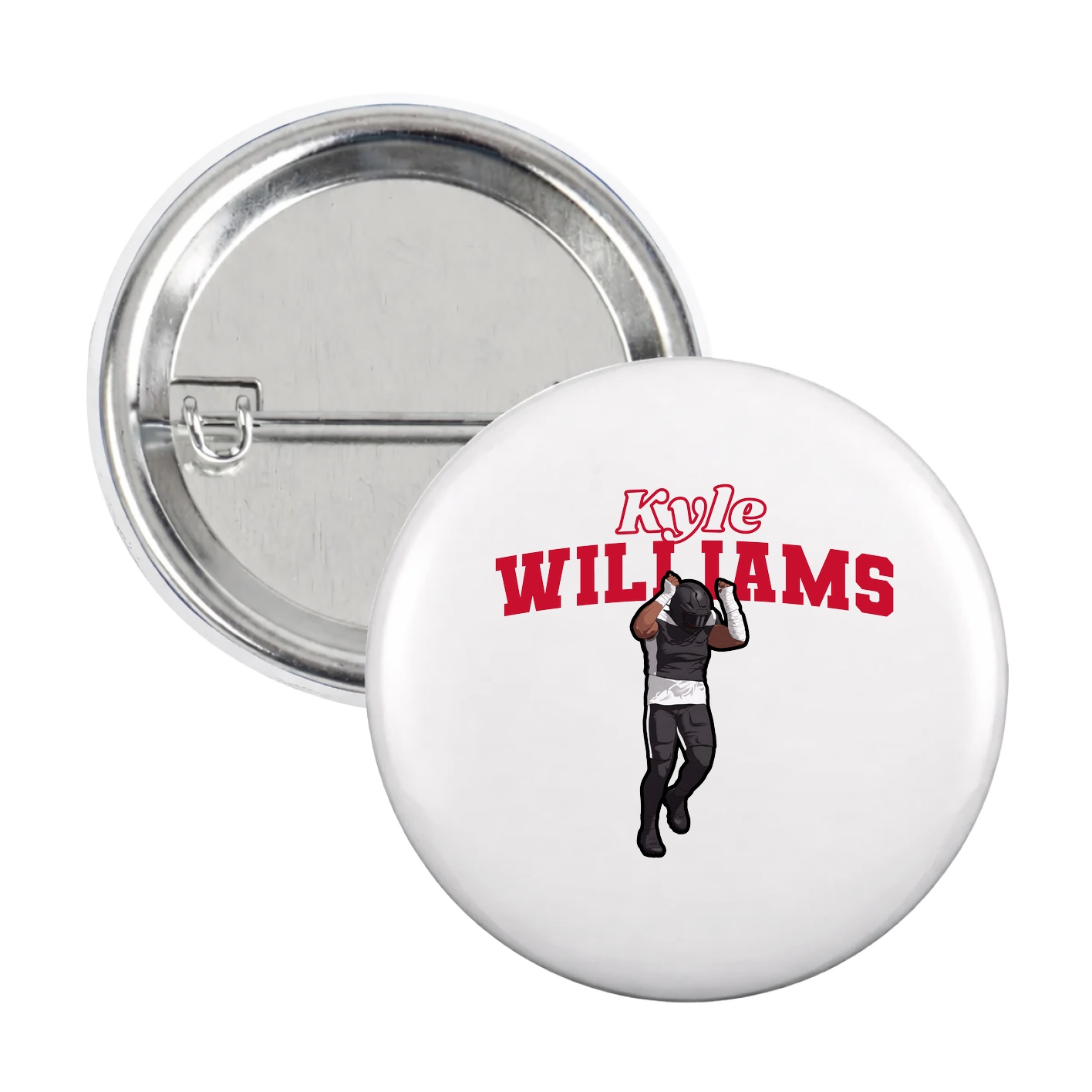 Game Day Button — Name Arch in White