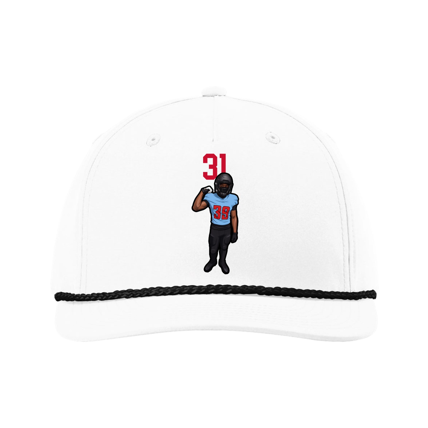 Five-Panel Classic Rope Cap — Number Top in White