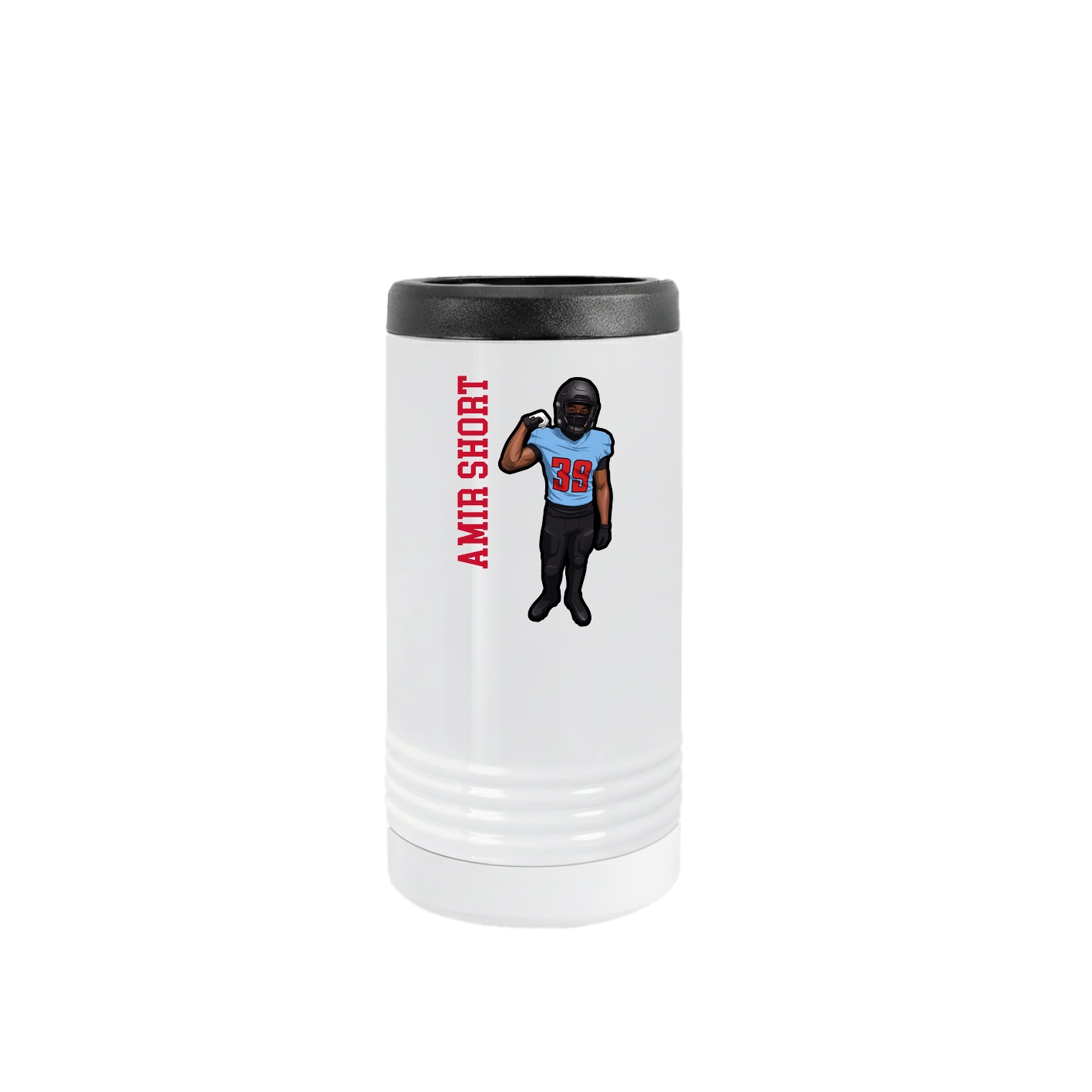 Slim Beverage Holder — Name Vertical in White