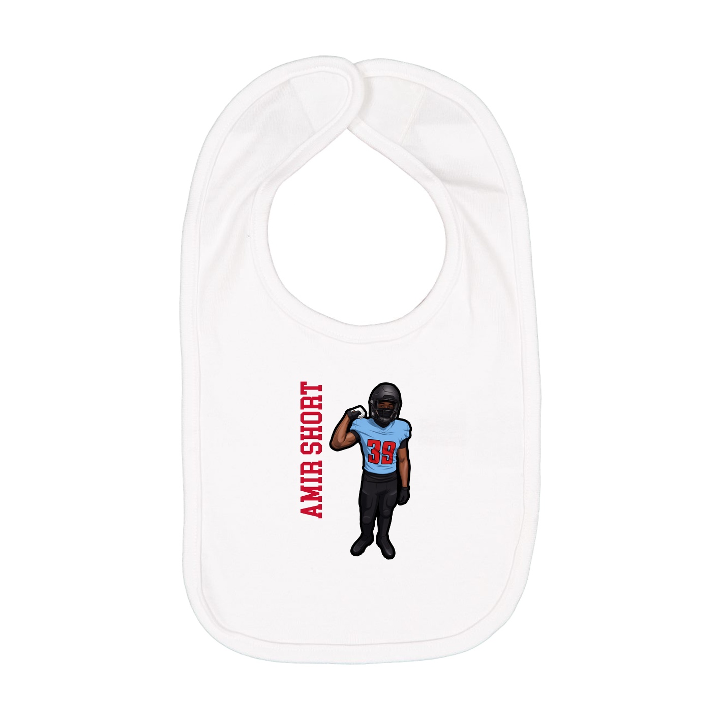 Infant Bib — Name Vertical in White