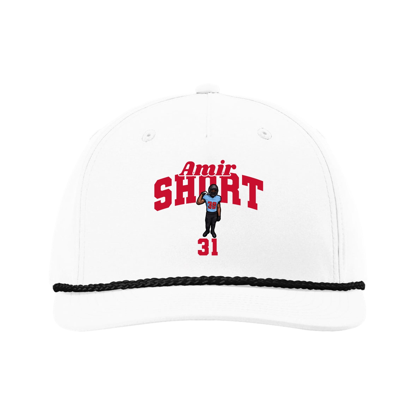 Five-Panel Classic Rope Cap — Signature Arch in White