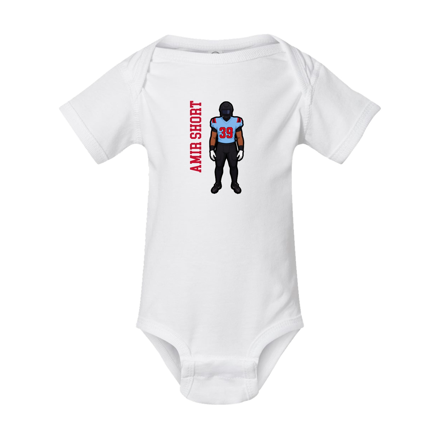Baby Onesie — Name Vertical in White