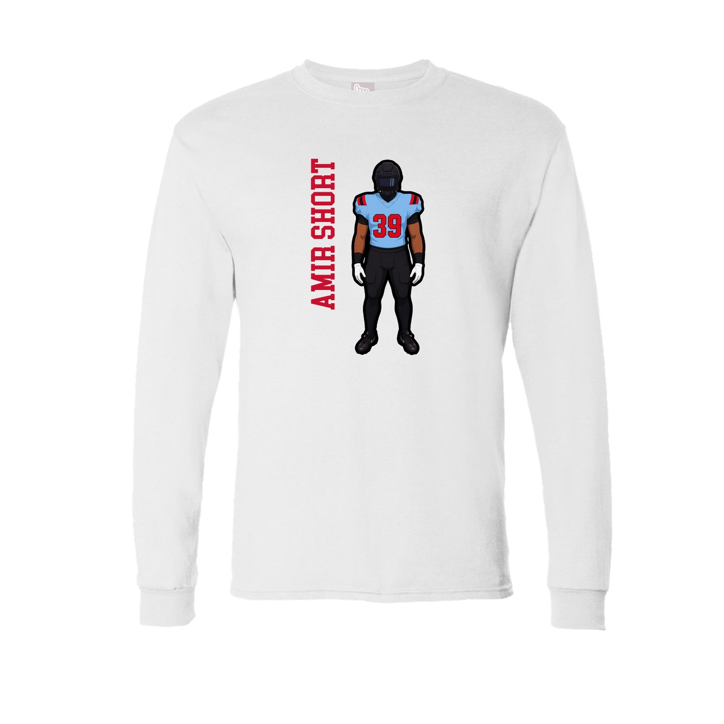 Long Sleeve Tee — Name Vertical in White
