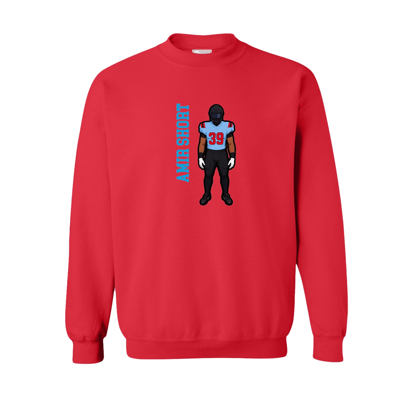 Fleece Crew — Name Vertical in Red