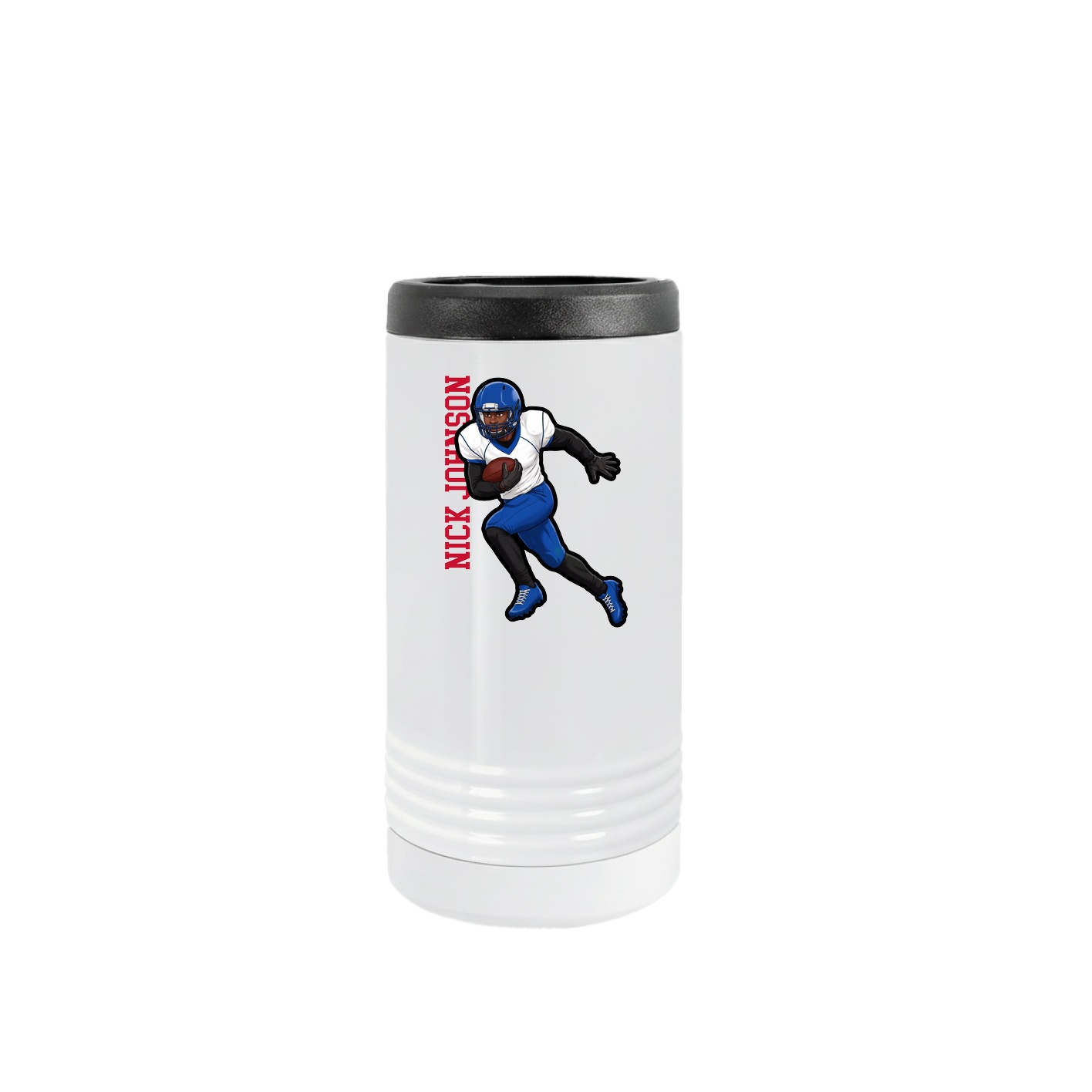 Slim Beverage Holder — Name Vertical in White