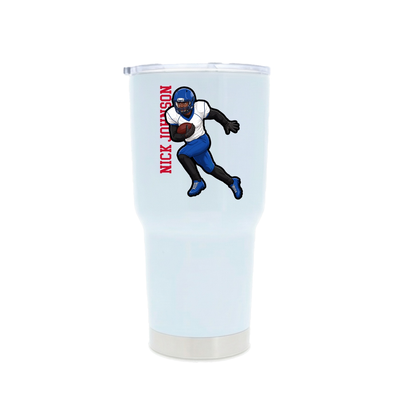 30oz Stainless Steel Tumbler — Name Vertical in White