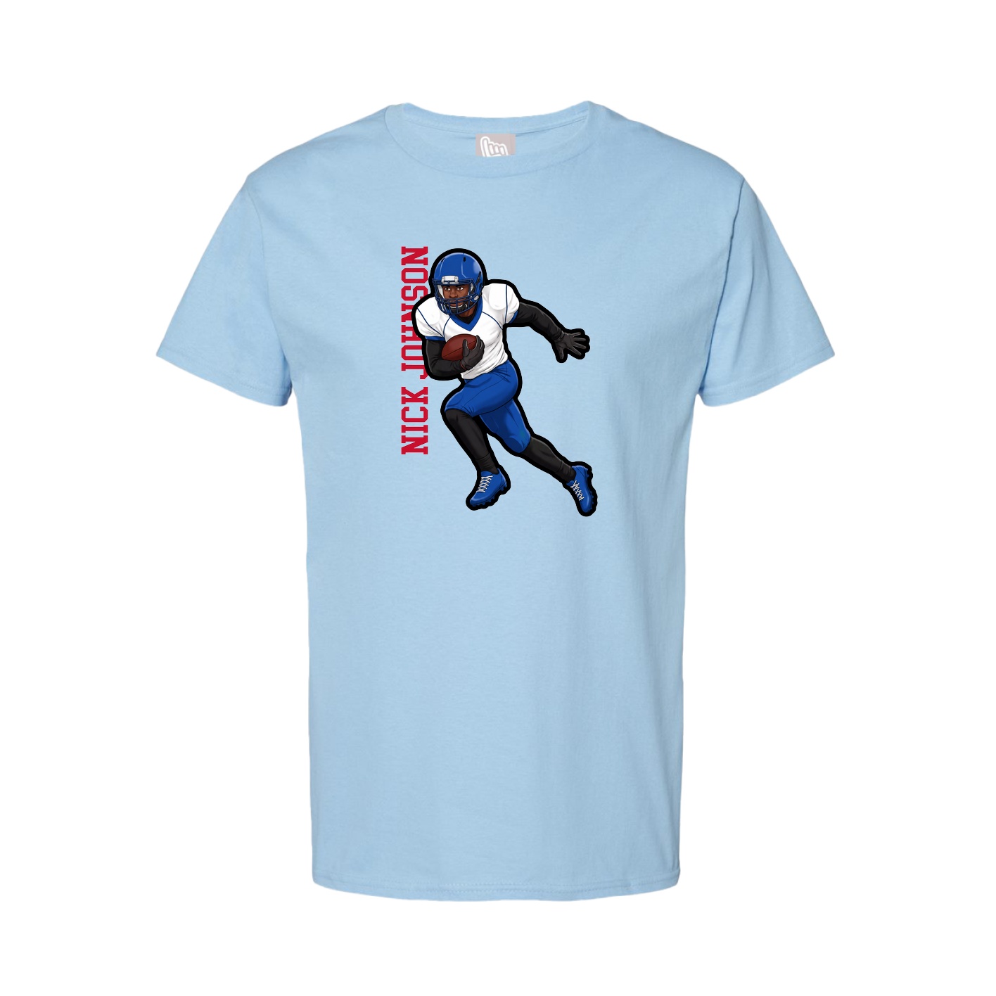 Tee — Name Vertical in Light Blue