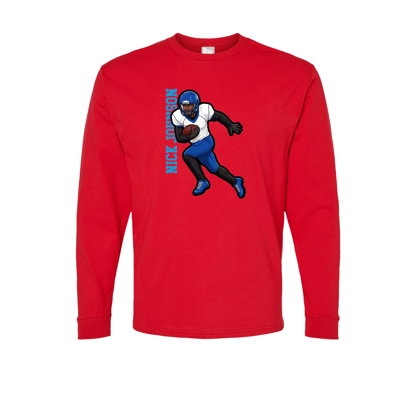 Long Sleeve Tee — Name Vertical in Red