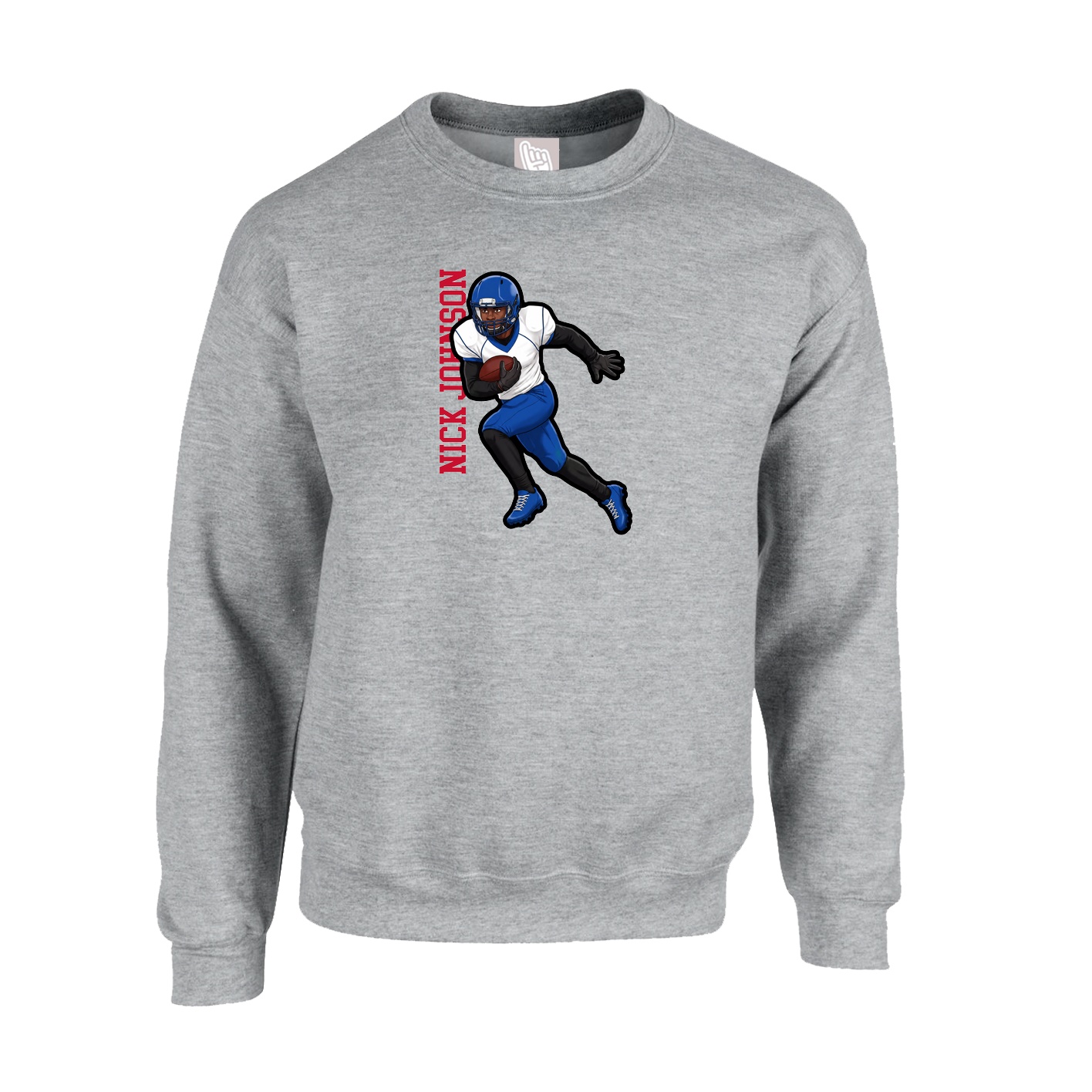Fleece Crew — Name Vertical in Grey