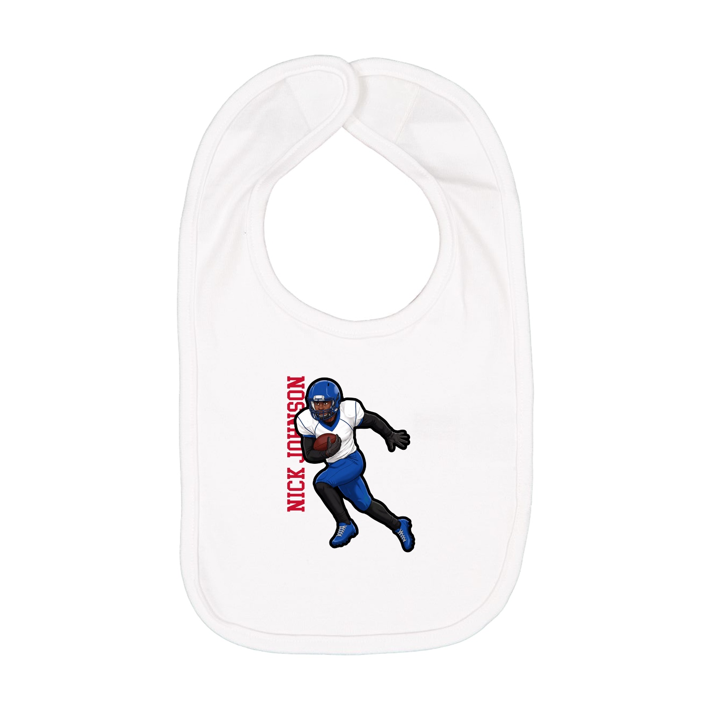 Infant Bib — Name Vertical in White