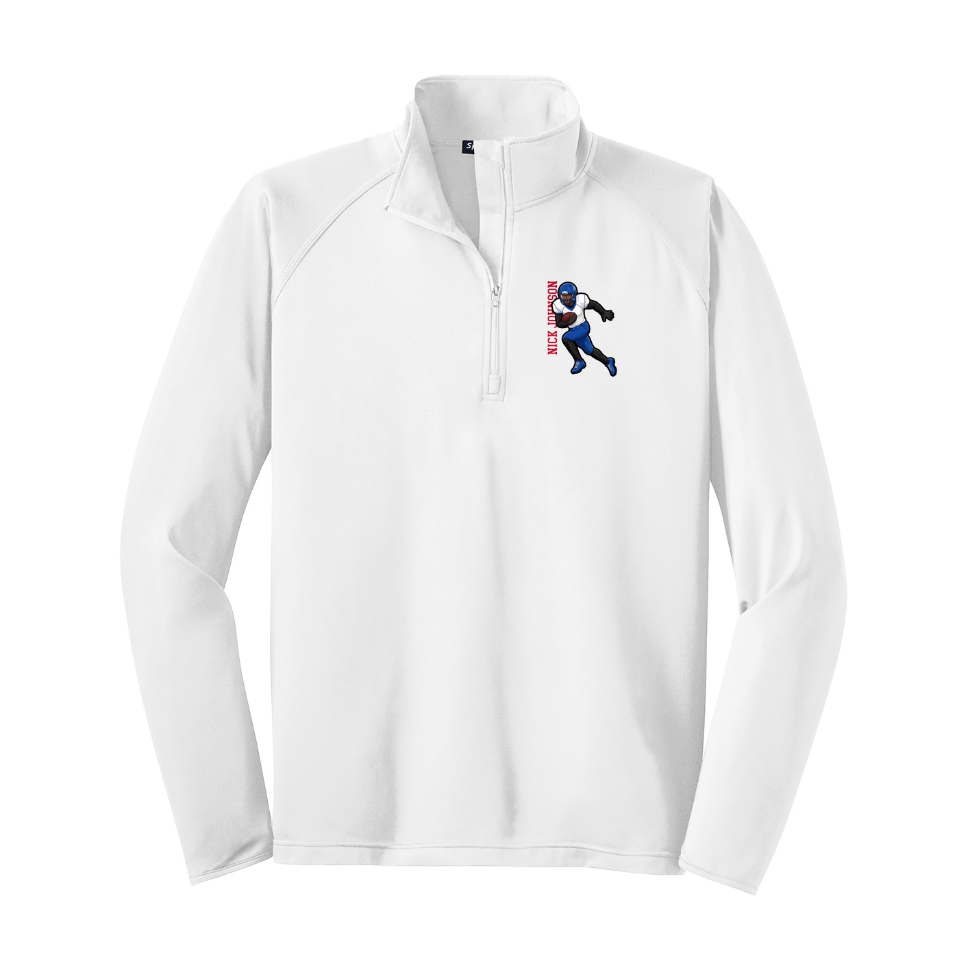 Q-Zip Pullover — Name Vertical in White