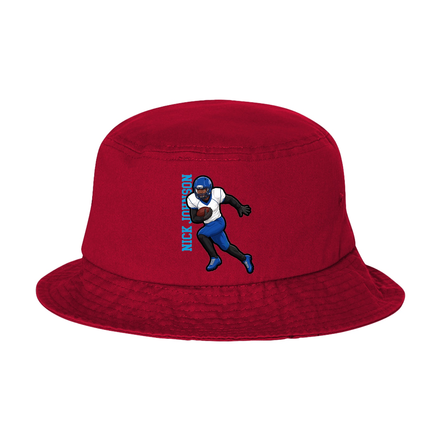Bucket Cap — Name Vertical in Red