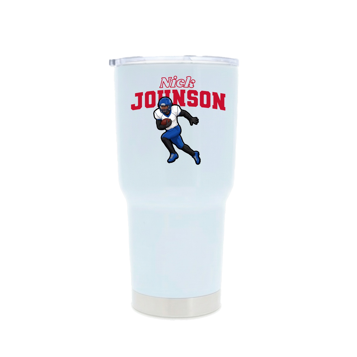 30oz Stainless Steel Tumbler — Name Arch in White