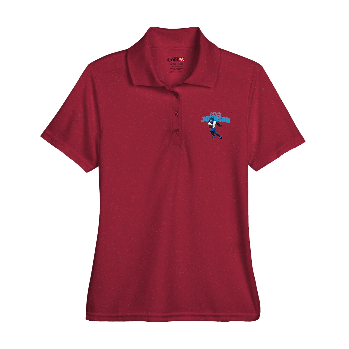 Womens Performance Polo — Name Arch in Red
