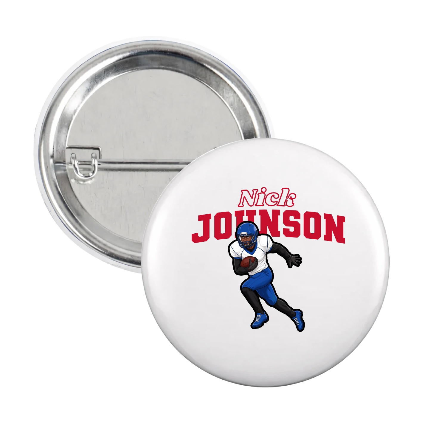 Game Day Button — Name Arch in White