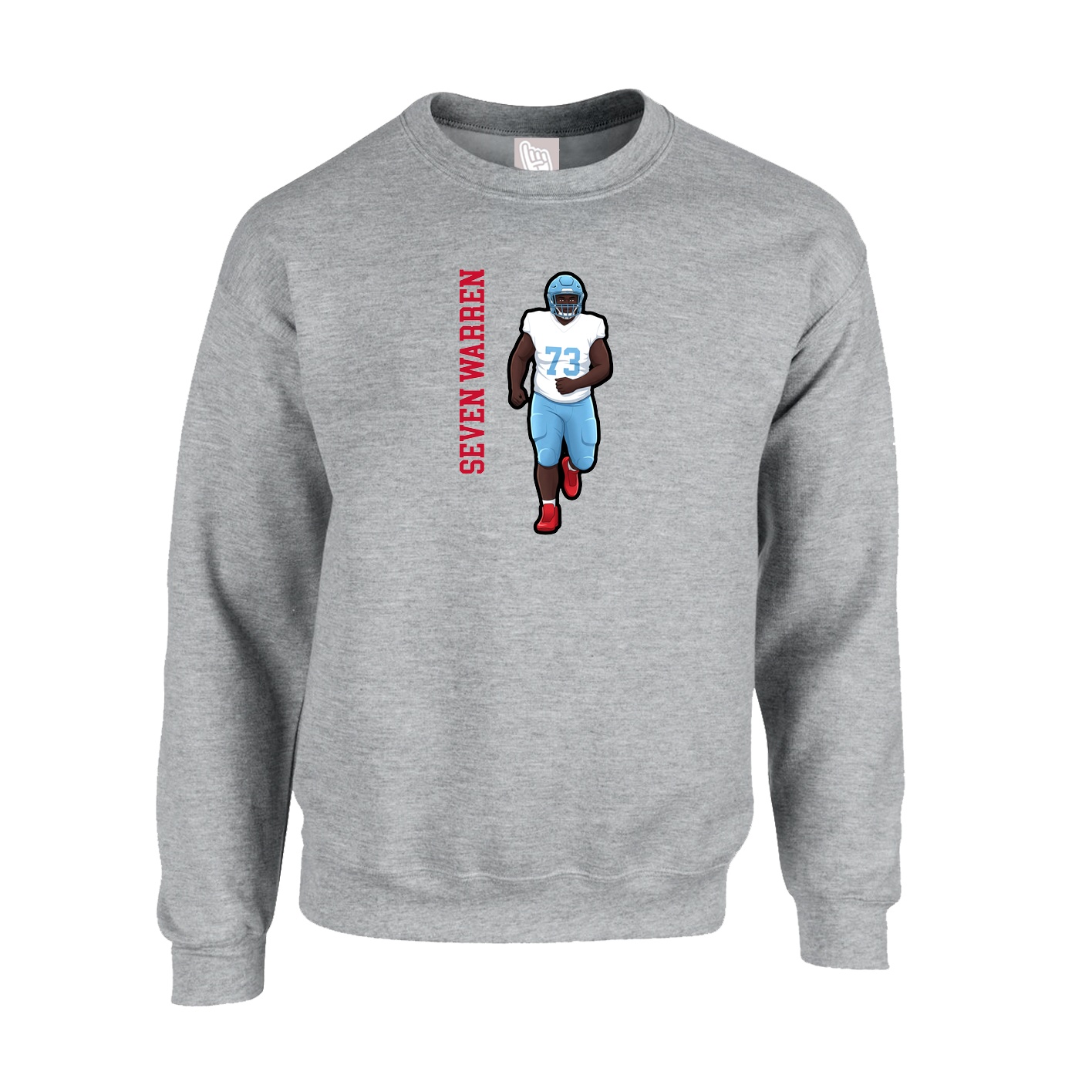 Fleece Crew — Name Vertical in Grey