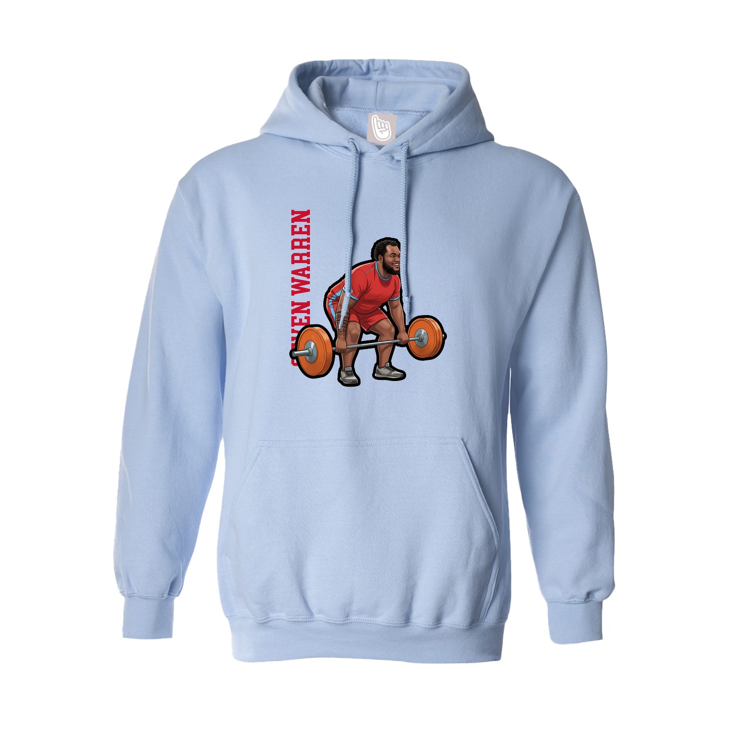 Hoodie — Name Vertical in Light Blue