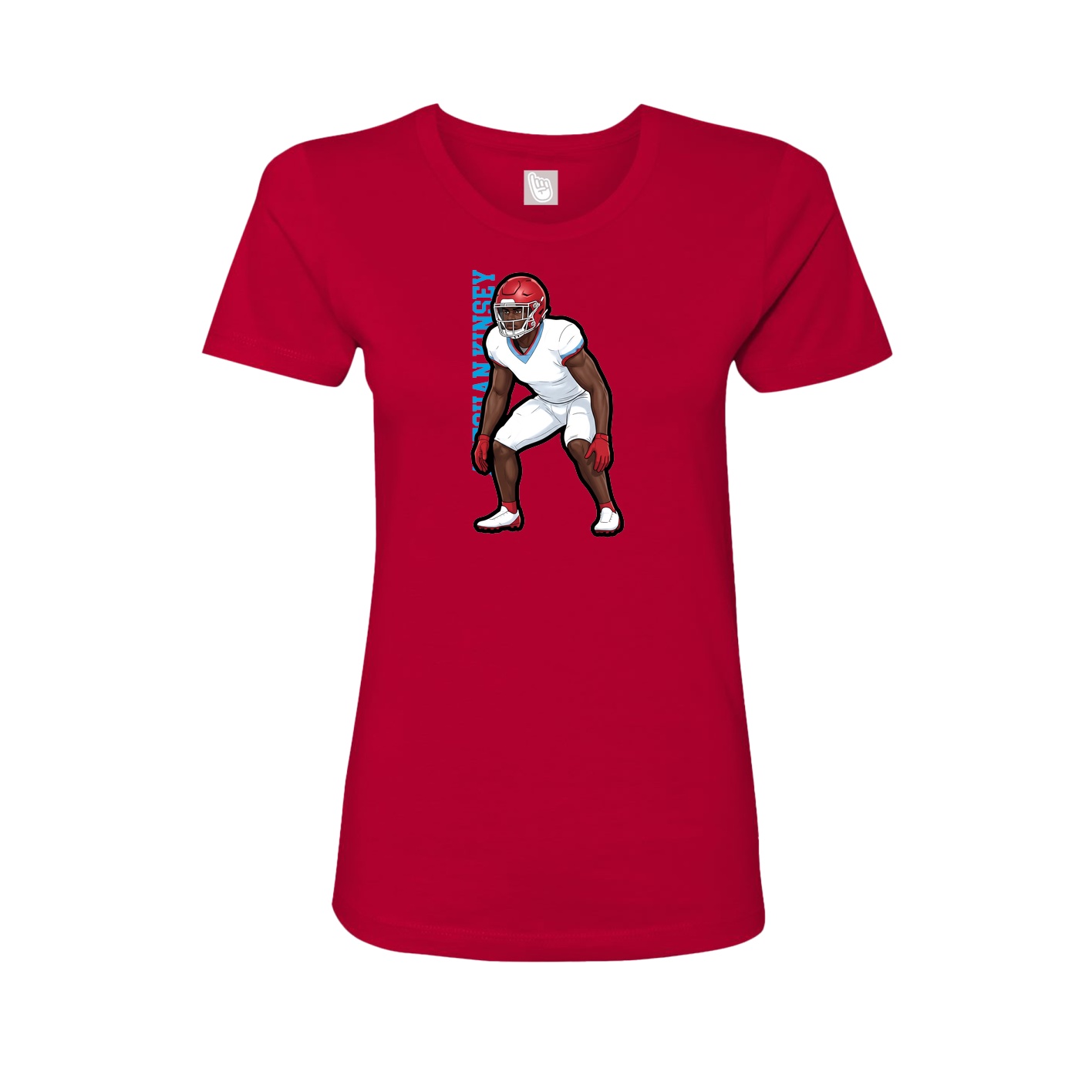 Fitted Women's Tee — Name Vertical in Red