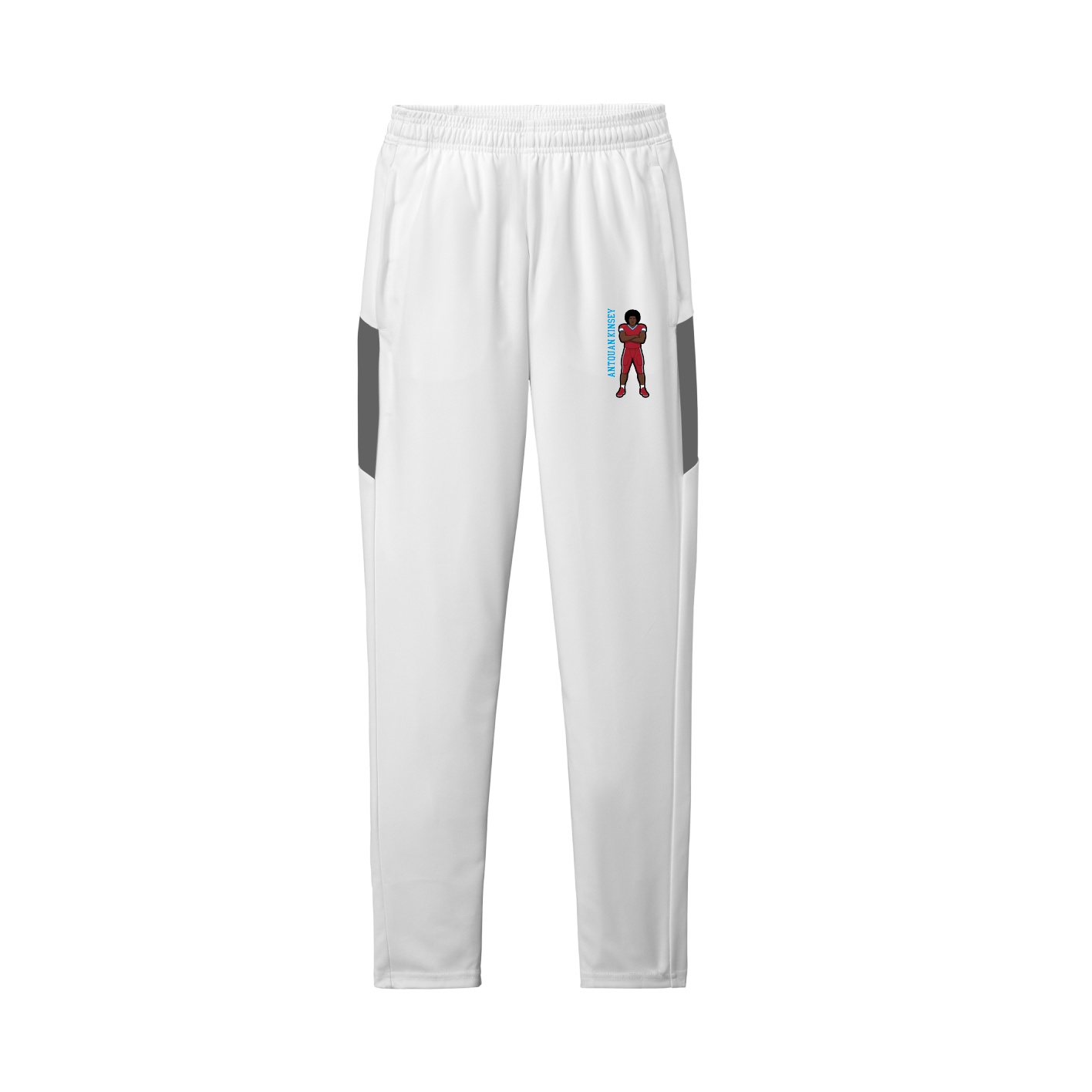 Team Travel Pant — Name Vertical in White/Grey